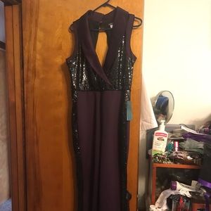 Venus purple/black sequin jumpsuit. Brand new!